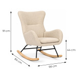 Hojdacie kreslo s ušami, relaxačné, látka bouclé teddy, krémová, ModernHome Hojdacie kreslo s ušami, relaxačné, látka bouclé teddy, krémová, ModernHome