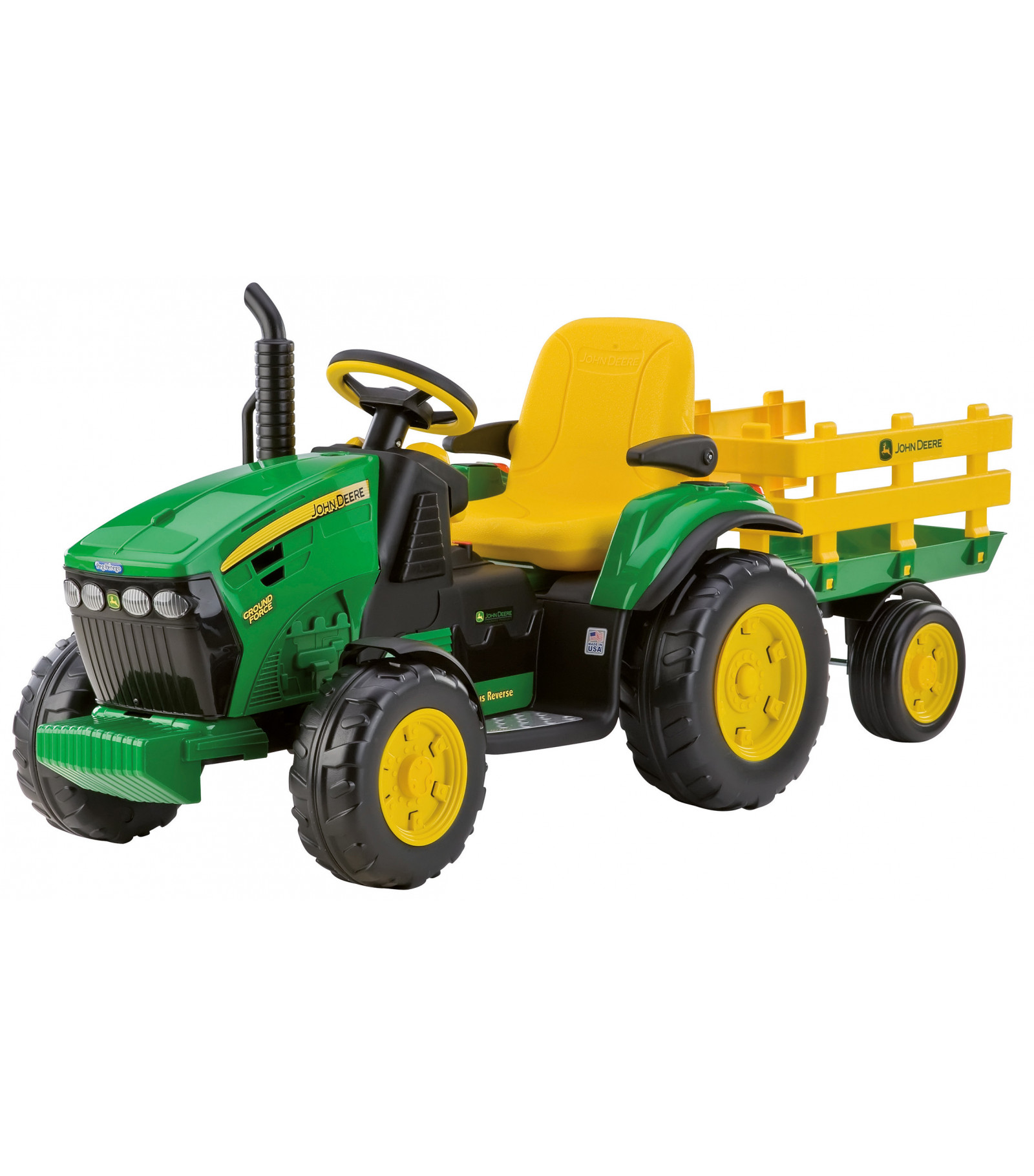 Peg Perego Elektrický traktor  JOHN DEERE GROUND FORCE s prívesom IGOR0047 - 330W - 12V 8Ah - 2025