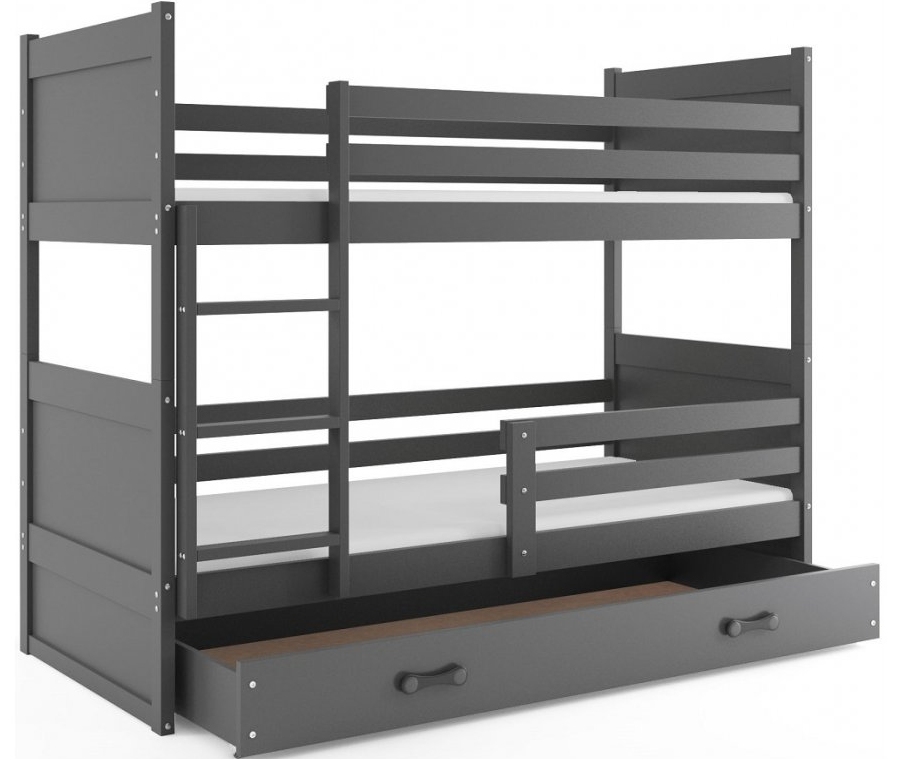 Interbeds Rico poschodová posteľ 200cm x 90cm borovicové drevo Sivá