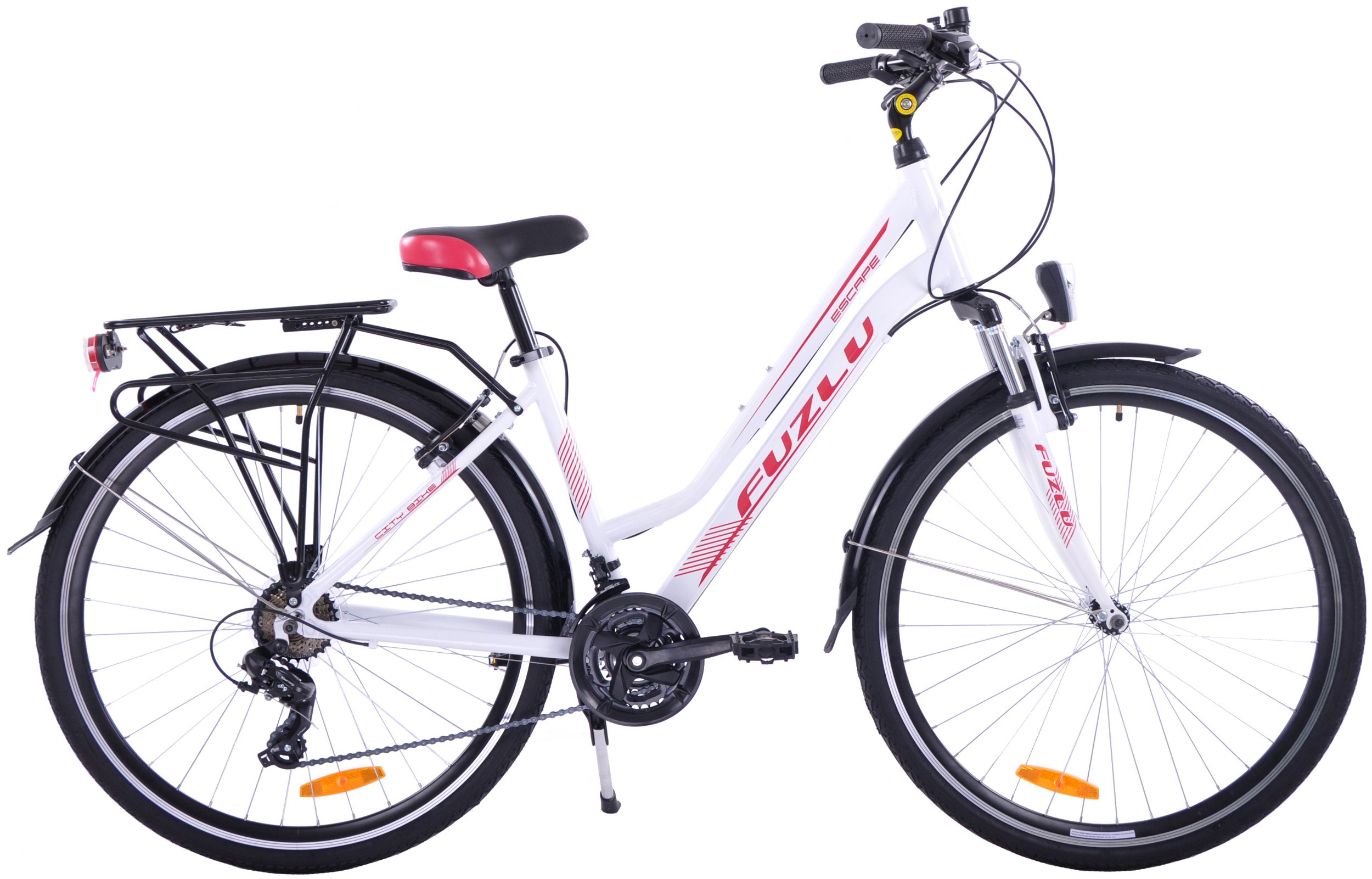 Fuzlu Trekingový bicykel Dámsky Escape Bielo-červený 28&quot; 17&quot; 2024