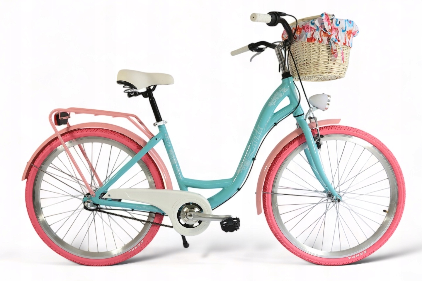 Lavida Dámsky Retro bicykel Mahbike 3-prevodový hliníkový rám modrý ružové kolesá 26&quot; 18&quot; 2024