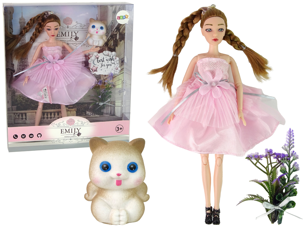 Lean Toys Bábika Emily v ružových šatách