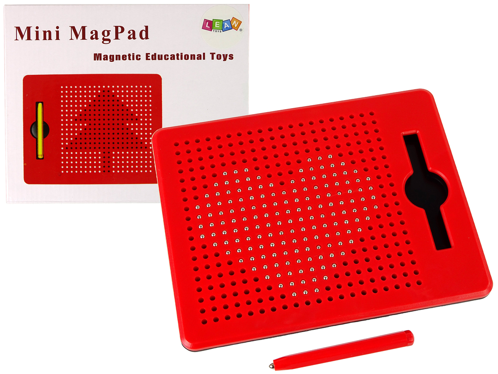 LEAN TOYS Magnetická tabuľa s guličkami – červená