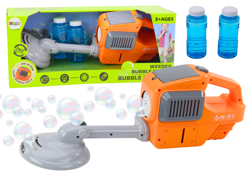 LEAN TOYS Stroj na bubliny - Vyžínač na trávu, oranžový