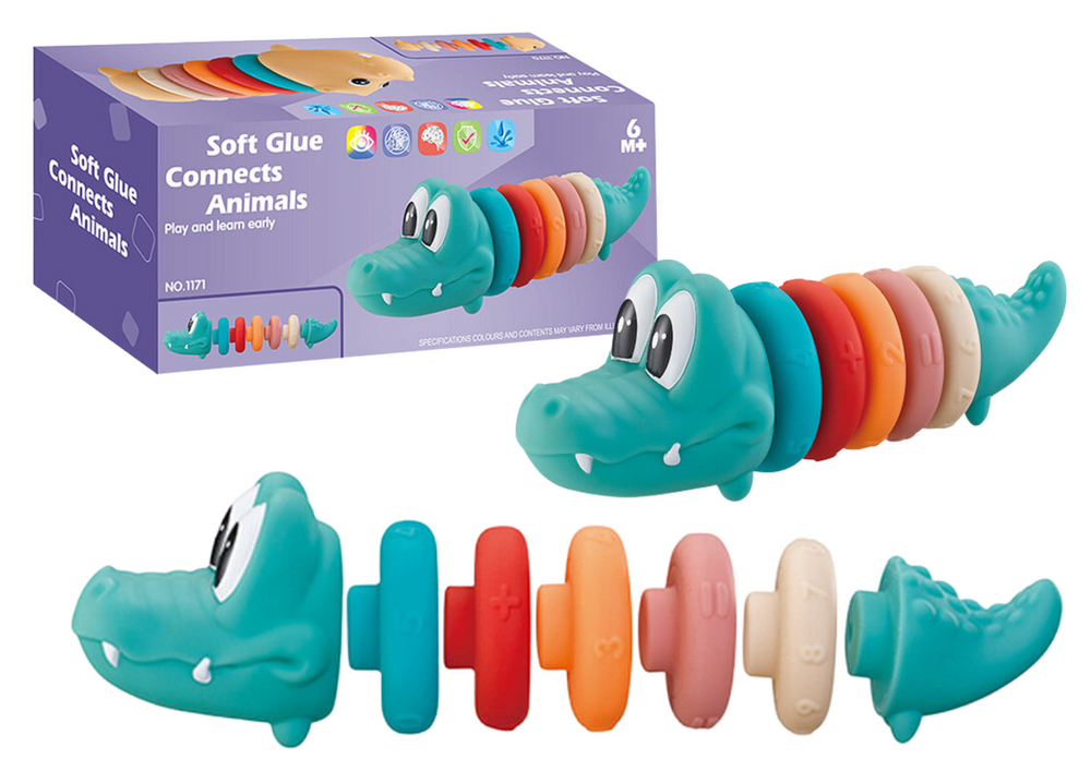 LEAN TOYS Edukačná mäkká pyramída – krokodíl