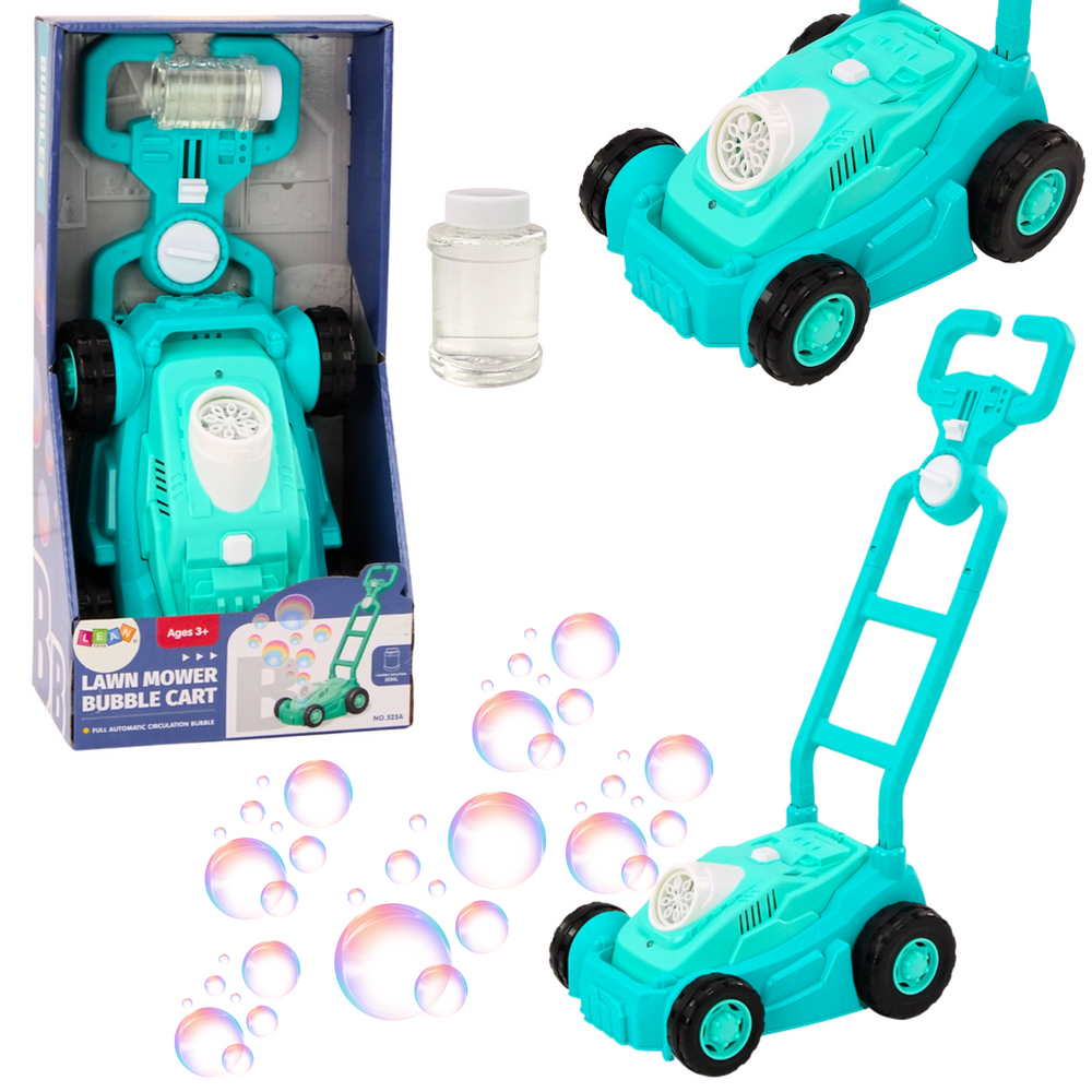 LEAN TOYS Stroj na bubliny - Pojazdná kosačka na trávu, modrá