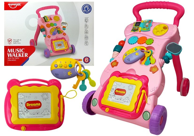 LEAN TOYS Detské chodítko rúžové