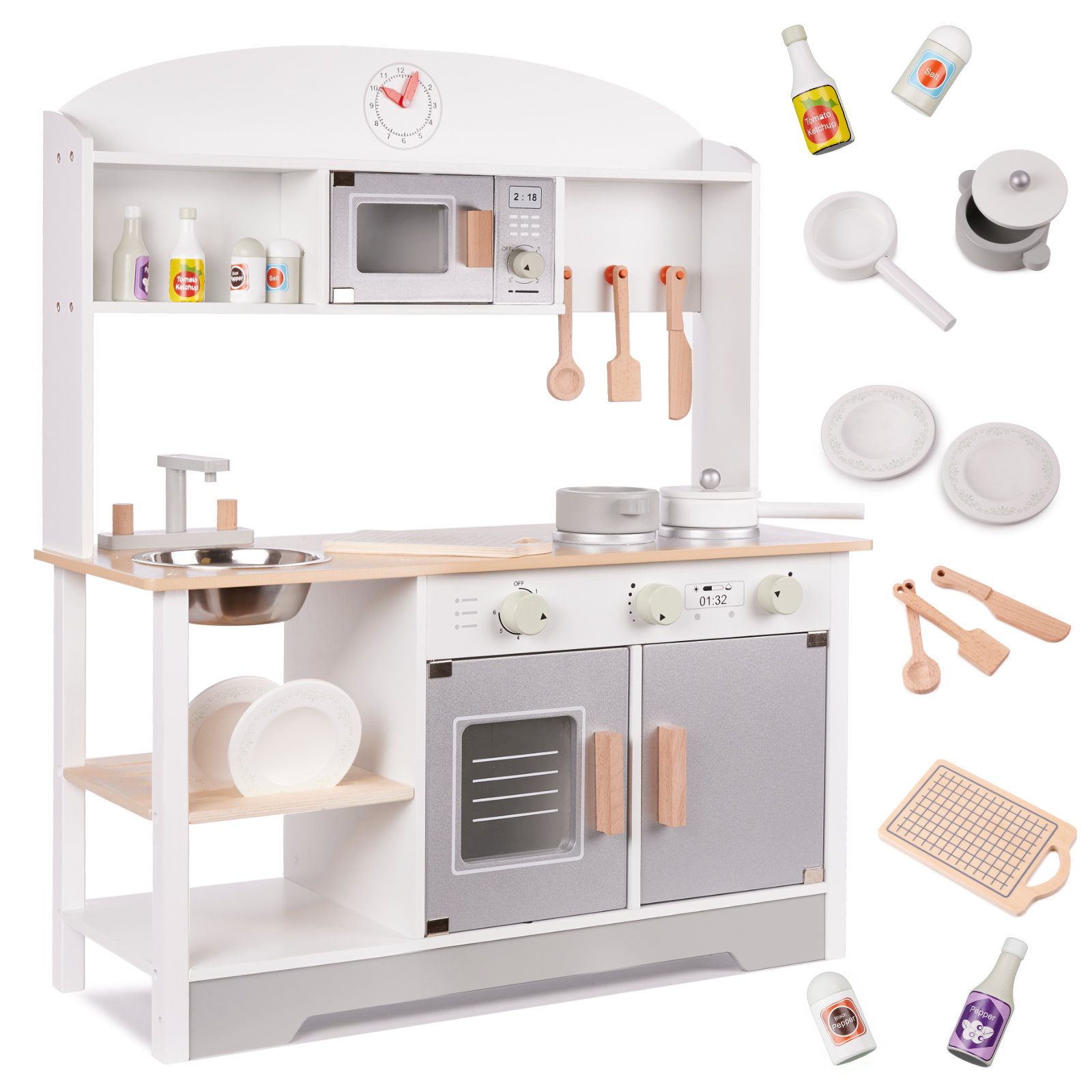 IKO Drevená kuchynka pre deti – doplnky, 82 cm