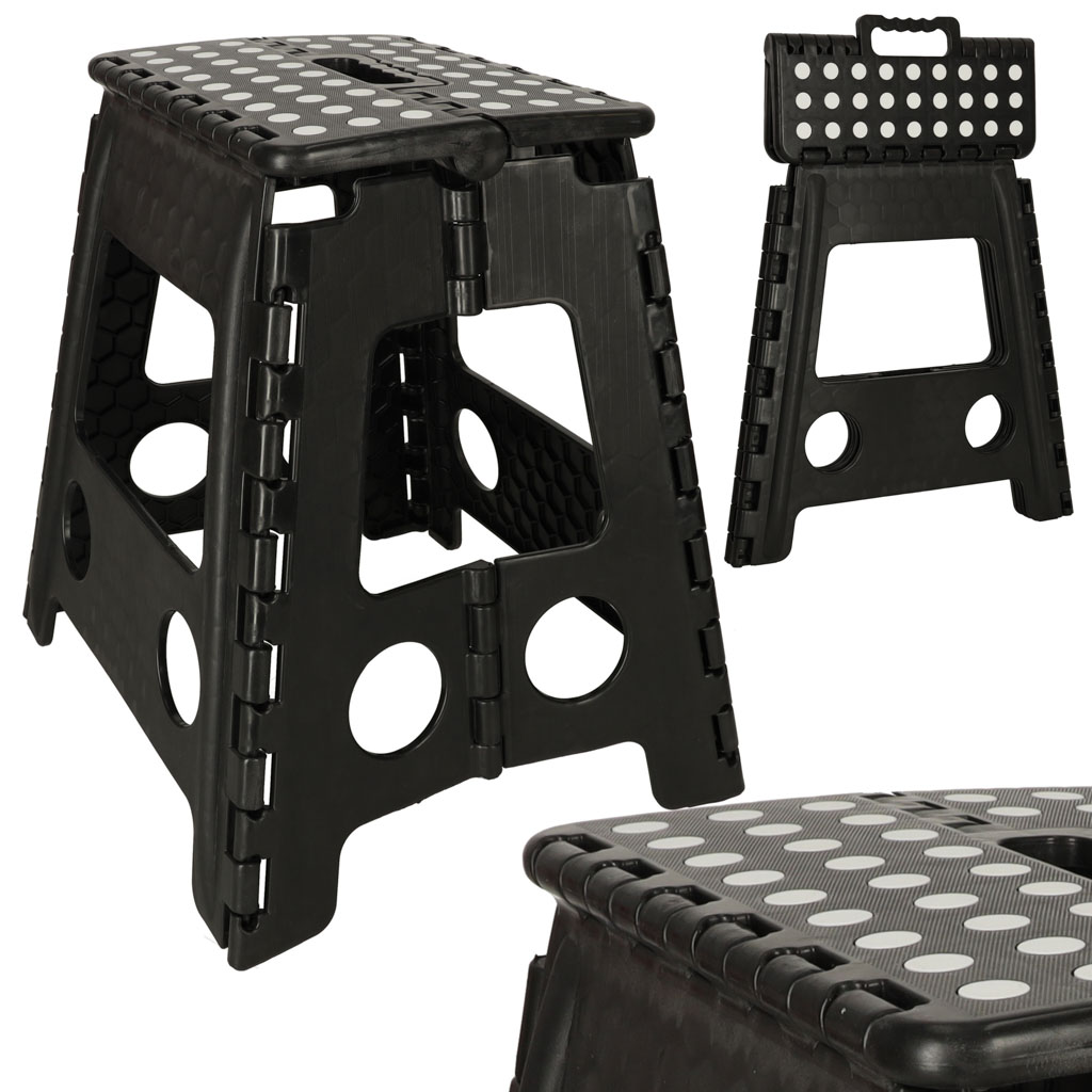 IKO Skladacia plastová stolička – čierna 39cm